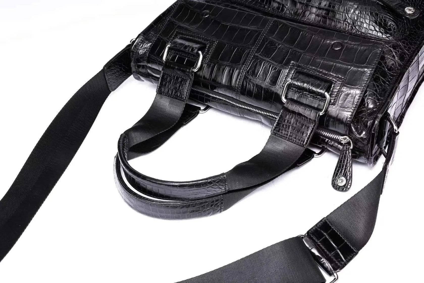 Mens Genuine Crocodile Leather Briefcase Messenger Bag