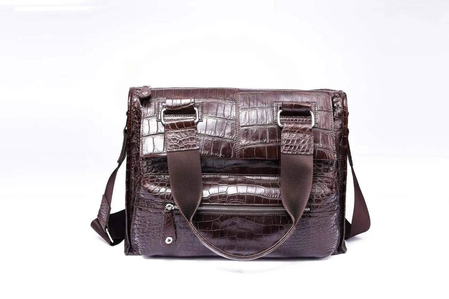 Mens Genuine Crocodile Leather Briefcase Messenger Bag