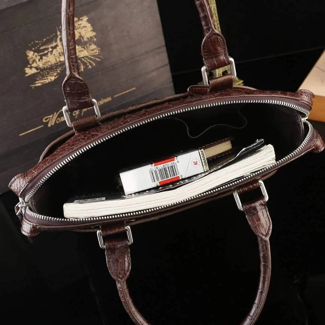 Mens Genuine Crocodile Leather Briefcase Messenger Handle Shoulder Bag