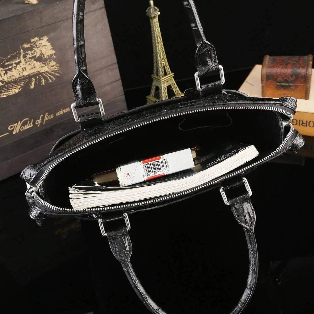 Mens Genuine Crocodile Leather Briefcase Messenger Handle Shoulder Bag