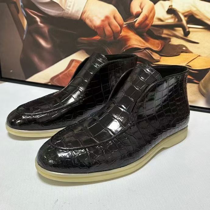 Men's Crocodile Leather Casual Ankle Boots