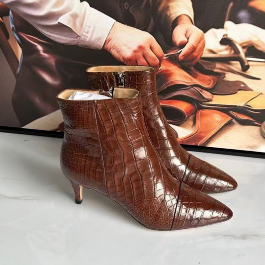 Crocodile Shoes , Genuine Crocodile Leather Womens Shoes Brown