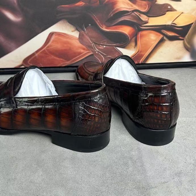 Giày da cá sấu nam phong cách cổ điển, da cá sấu thật, may kiểu Na Uy, buộc dây, giày tây màu đen (Copy)