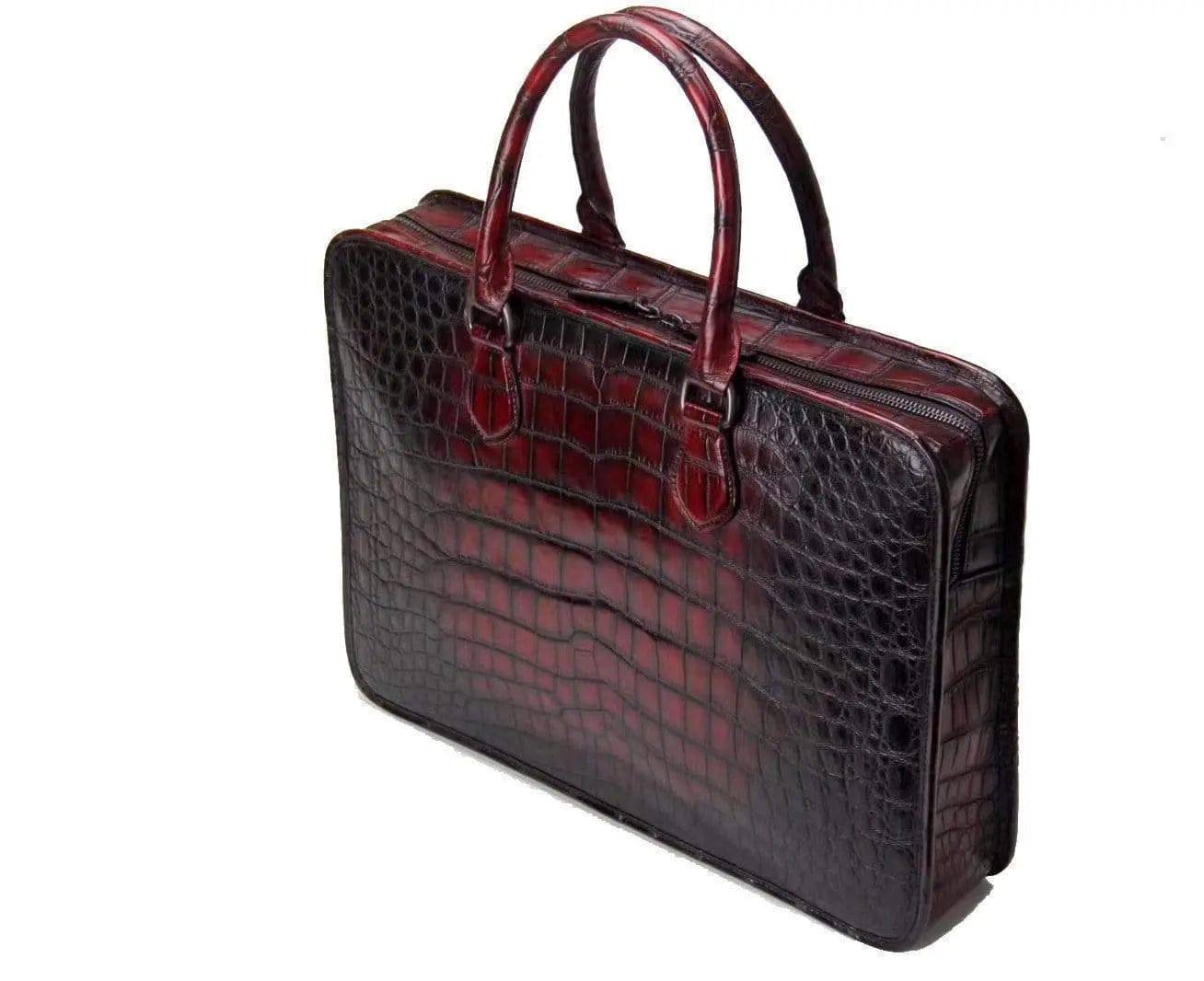 Retro crocodile Leather Crossbody  Laptop Business Bag