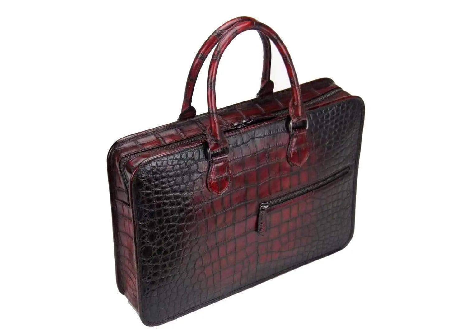 Retro crocodile Leather Crossbody  Laptop Business Bag