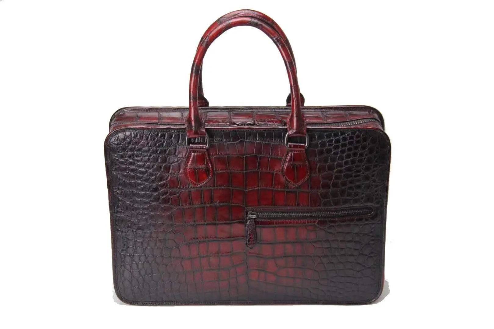 Retro crocodile Leather Crossbody  Laptop Business Bag