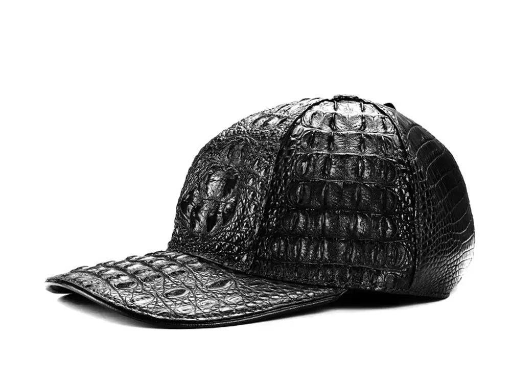 Rossie Viren Crocodile Leather Strap back Baseball Cap