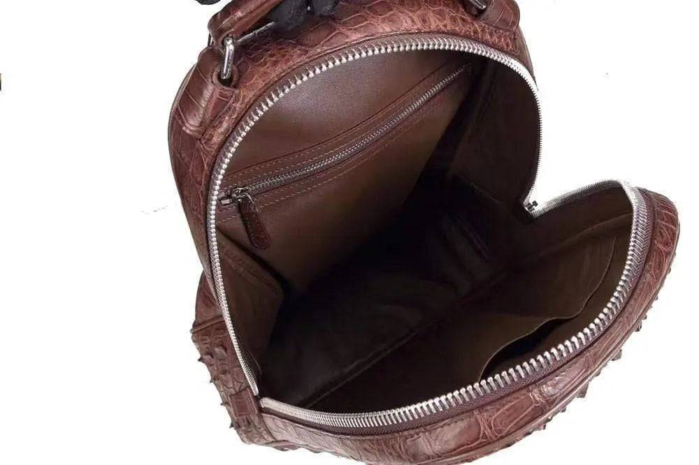 Rossie Viren Crocodile Skin Leather Backpack