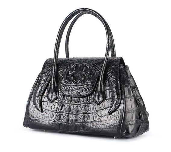 Rossie Viren Exotic Crocodile Leather Top Handle Satchel Shoulder  Bag For Women