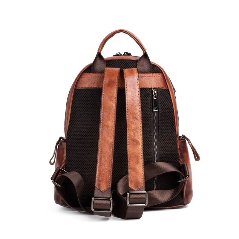 Rossie Viren Retro Genuine Leather Large Backpack, Leather Rucksack, Leather Knapsack ,Office Bag,Travel Backpack