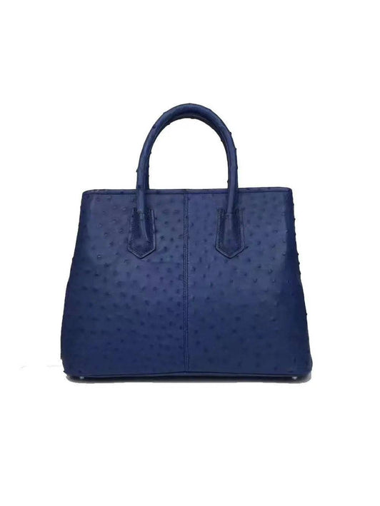Rossie Viren Womens Ostrich Skin  Leather Blue Large Tote Bag 38cm