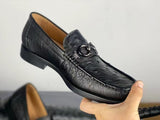 Ostrich Leather Shoes Ostrich Loafer Slip-On Shoes Black