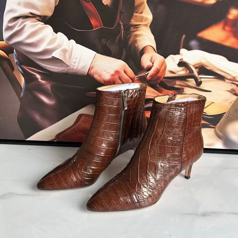 Crocodile Shoes , Genuine Crocodile Leather Womens Shoes Brown