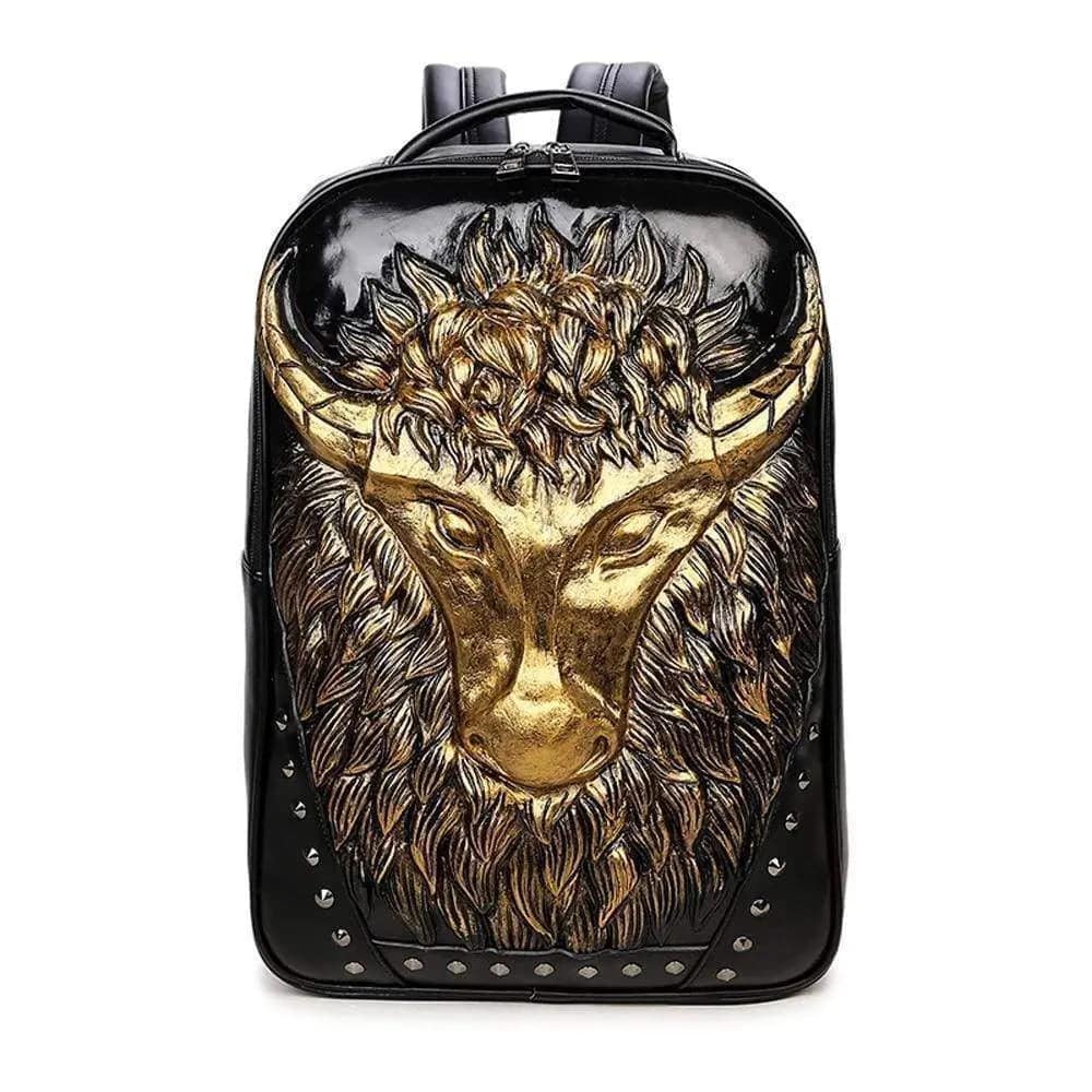 Studded 3D Cow Head Waterproof Backpack Unisex Computer Laptop Bags Large