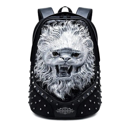 Studded Backpack 3D Unisex Happy Small Lion Modeling Fashion Pattern Trendy Backpacks