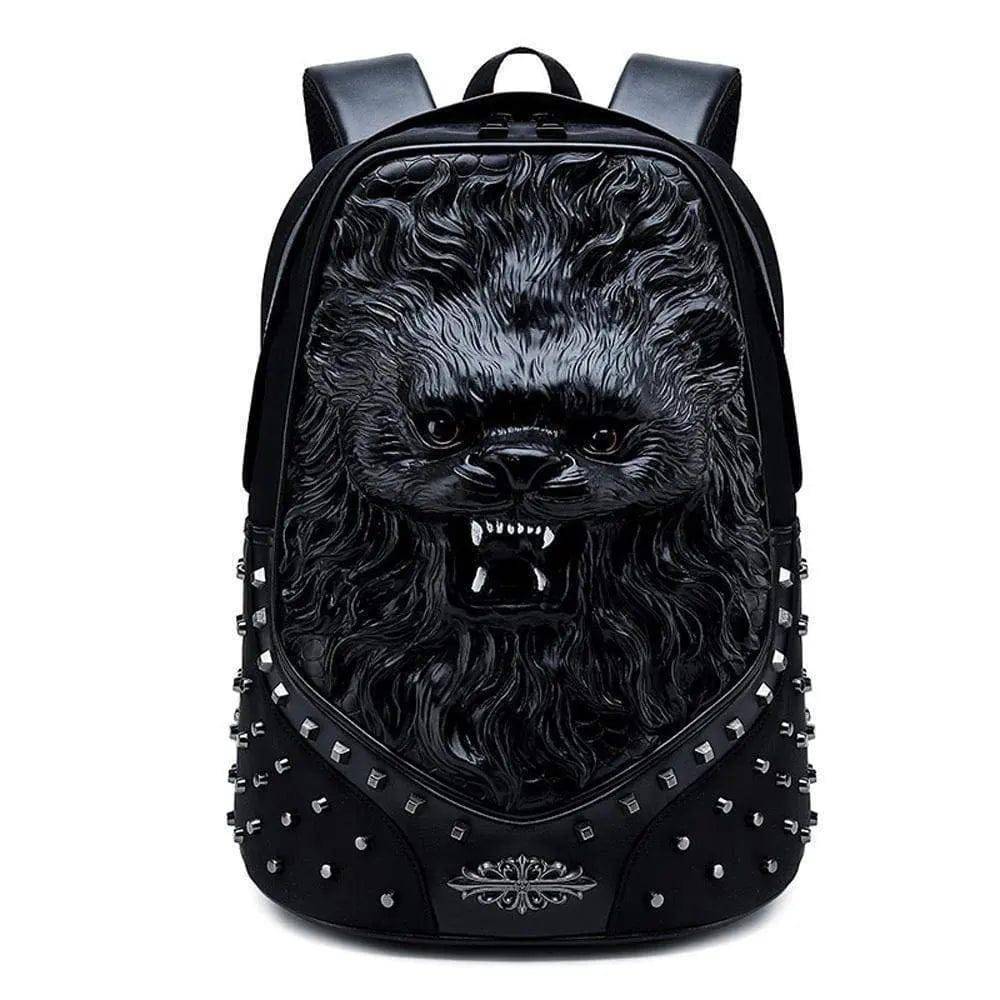 Studded Backpack 3D Unisex Happy Small Lion Modeling Fashion Pattern Trendy Backpacks