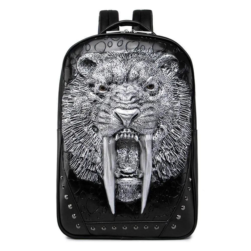 Studded Backpack 3D Wolf With Dentures Zombie Vampire Teeth Backpack Laptop Computer Handbags Travelling Rucksack Bag