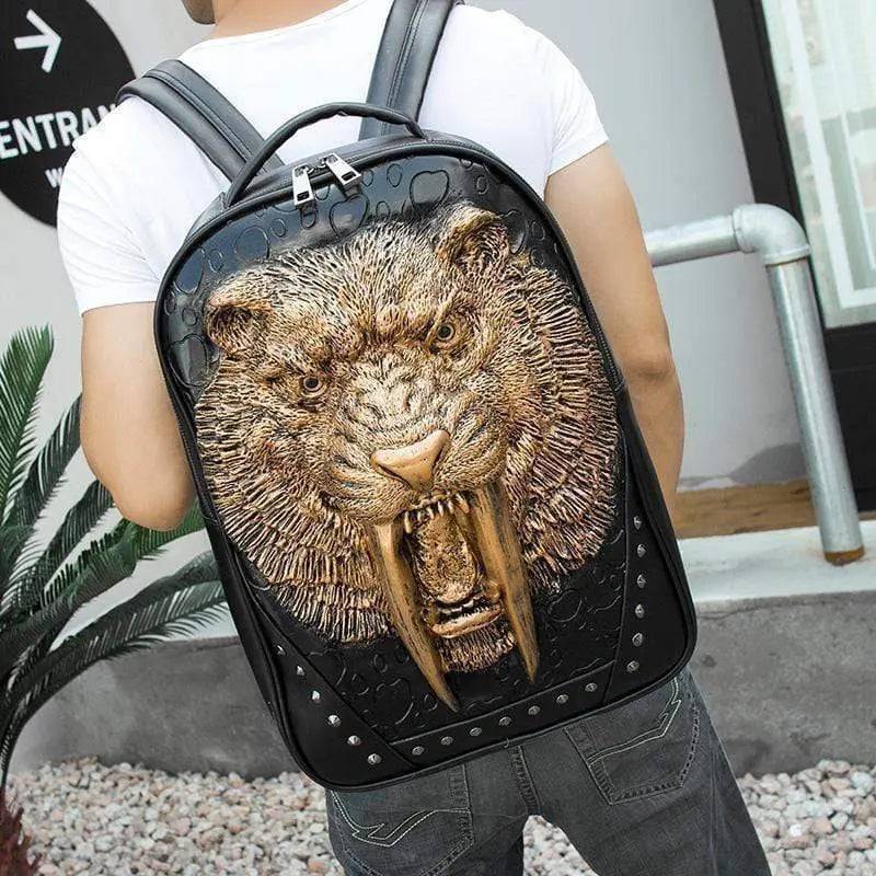 Studded Backpack 3D Wolf With Dentures Zombie Vampire Teeth Backpack Laptop Computer Handbags Travelling Rucksack Bag