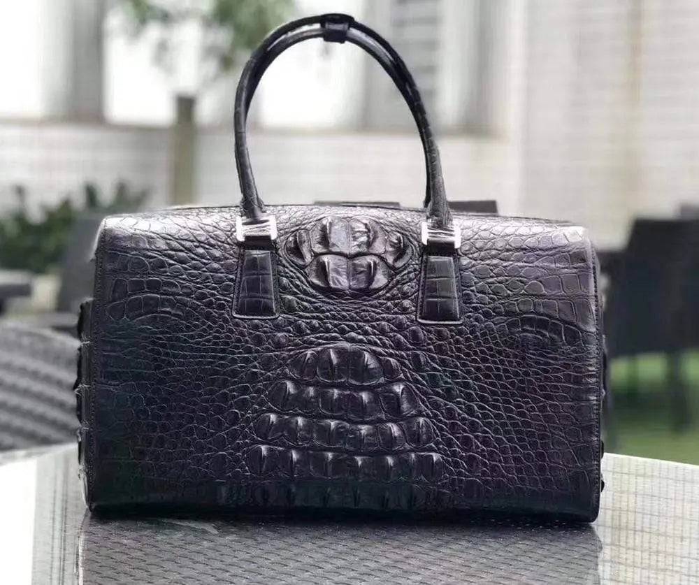 Unisex Classic Genuine Crocodile Leather Travel Duffle Bag