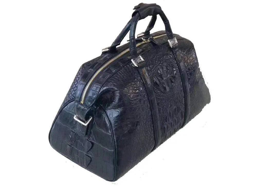 Unisex Classic Genuine Crocodile Leather Travel Duffle Outdoor Leisure Large Capacity Simple Style Bag