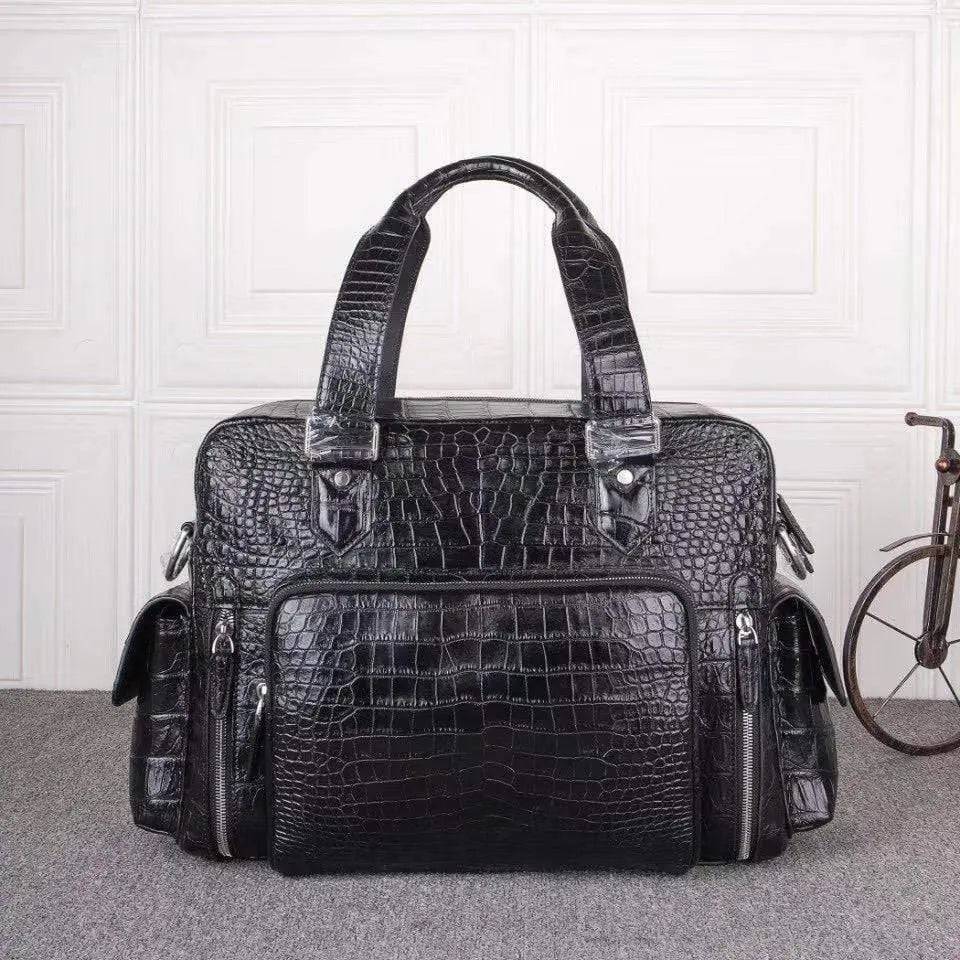 Unisex Crocodile Leather Extra Large Gym Travel Duffle Holdall Shoulder Bag