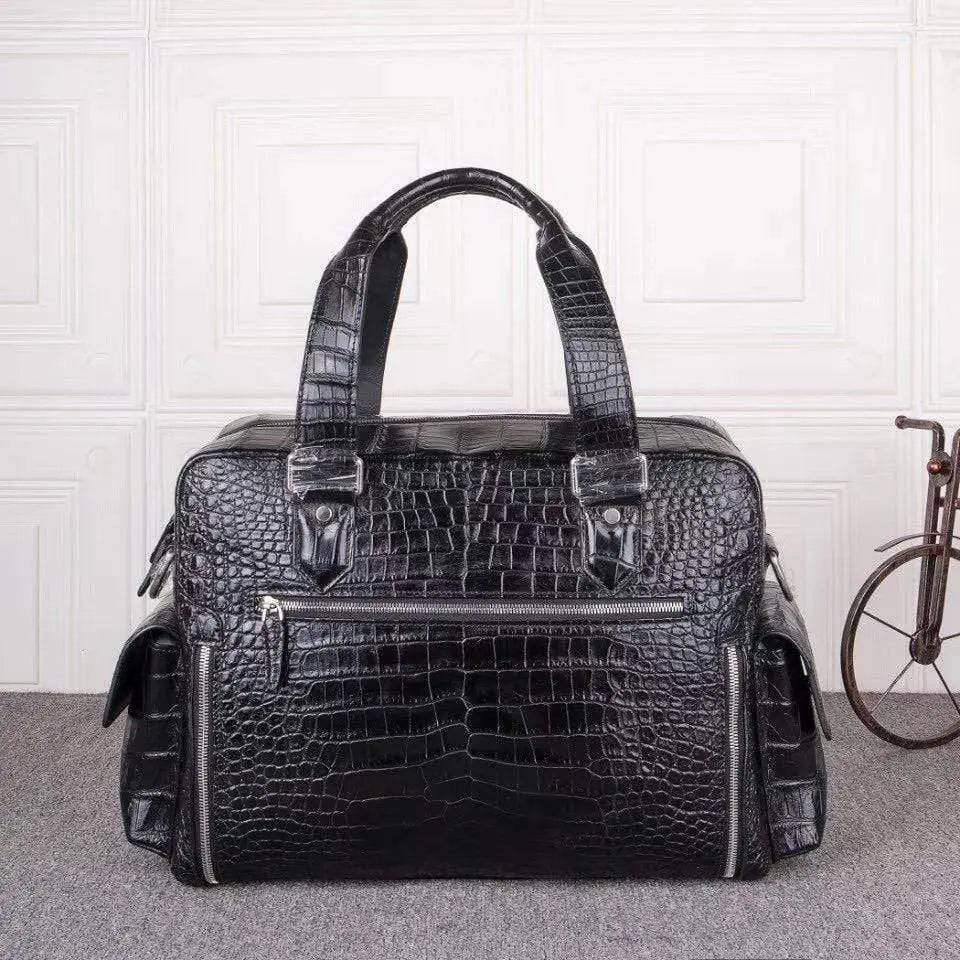 Unisex Crocodile Leather Extra Large Gym Travel Duffle Holdall Shoulder Bag