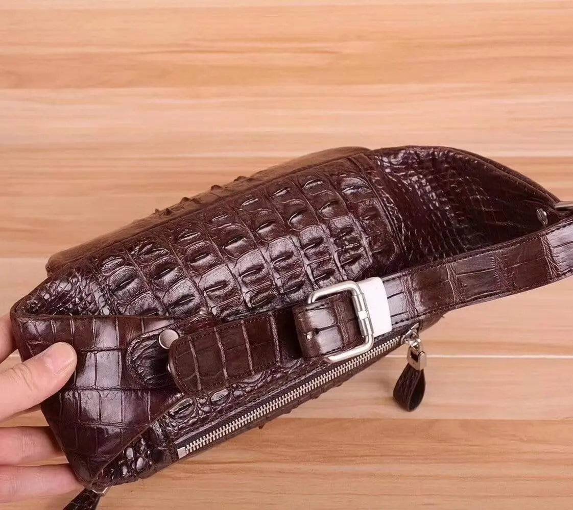 Unisex Genuine Crocodile Leather Waist  Bum Bags & Fanny Packs  Belt Bag