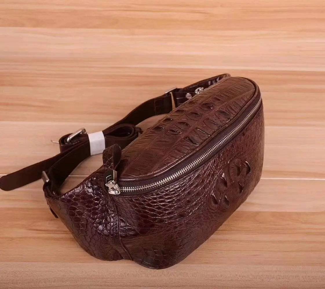 Unisex Genuine Crocodile Leather Waist  Bum Bags & Fanny Packs  Belt Bag