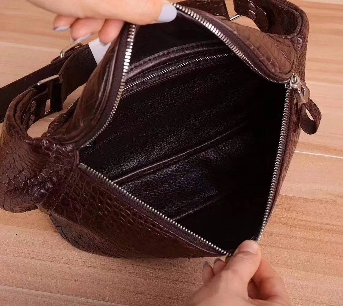 Unisex Genuine Crocodile Leather Waist  Bum Bags & Fanny Packs  Belt Bag