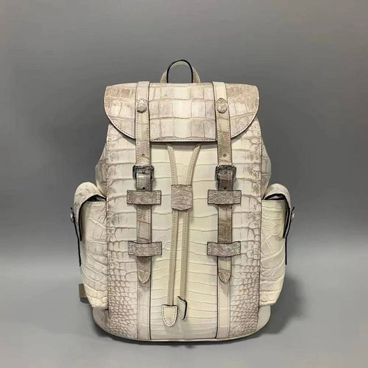 Unisex Himalaya White Crocodile Leather Backpack