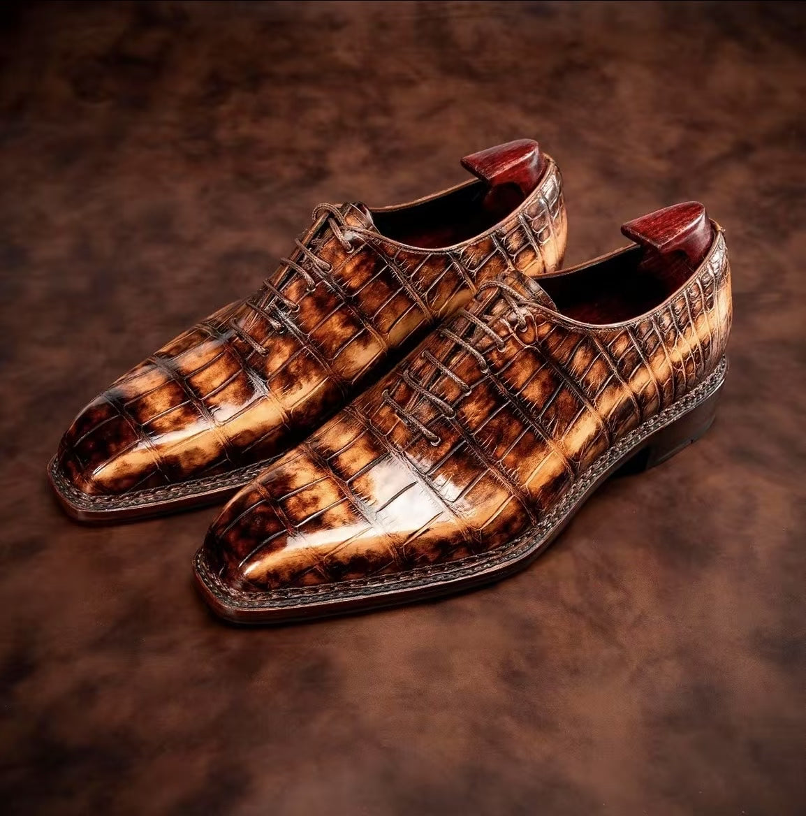 Crocodile Shoes Crocodile Leather Norwegian Sewn Lace Up Dress Shoes