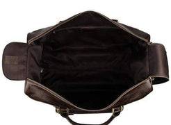 Vintage Brown Leather Wheeled Luggage Trolley Bags