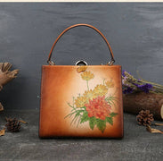 Vintage Leather Casual Box Shoulder Bag Small Square Bag