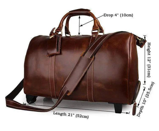 Vintage Tan Leather Carry-On Luggage Bags