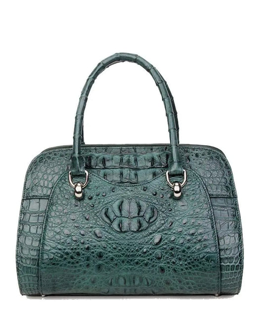 Women's Crocodile Leather Dome Satchel Bag
