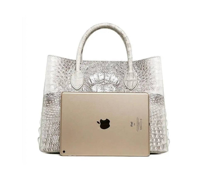 Women's Crocodile Leather Tote bags White 35 cm