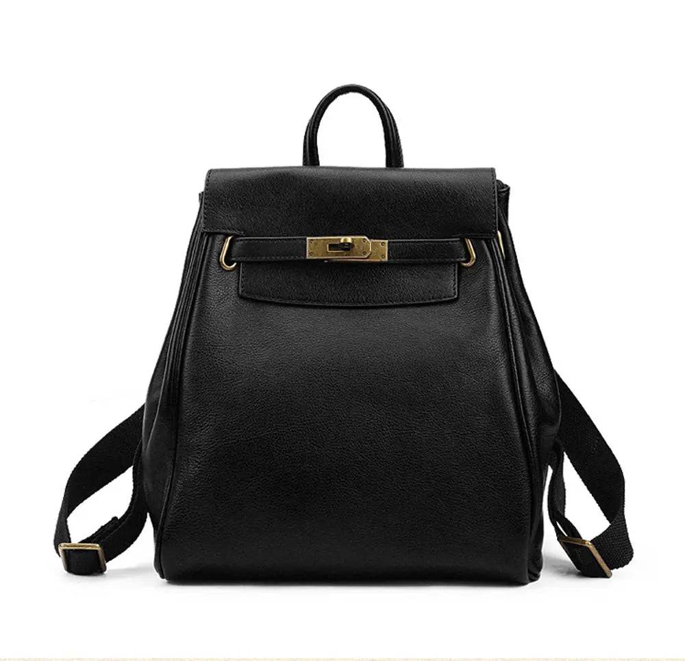 Women's Leather Padlock Backpack