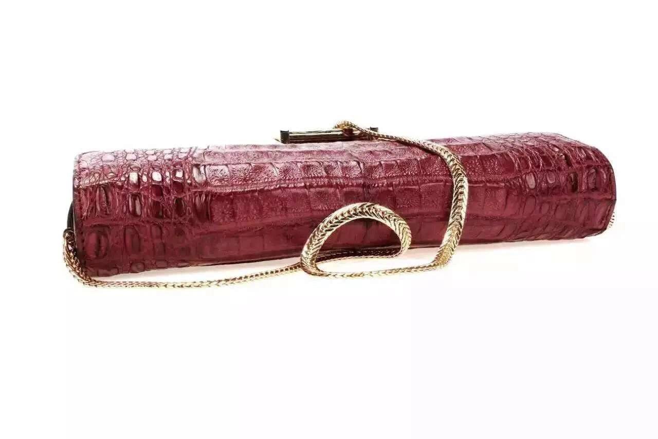 Womens Genuine Crocodile Leather Clutch With Chain Shoulder Strap For Women