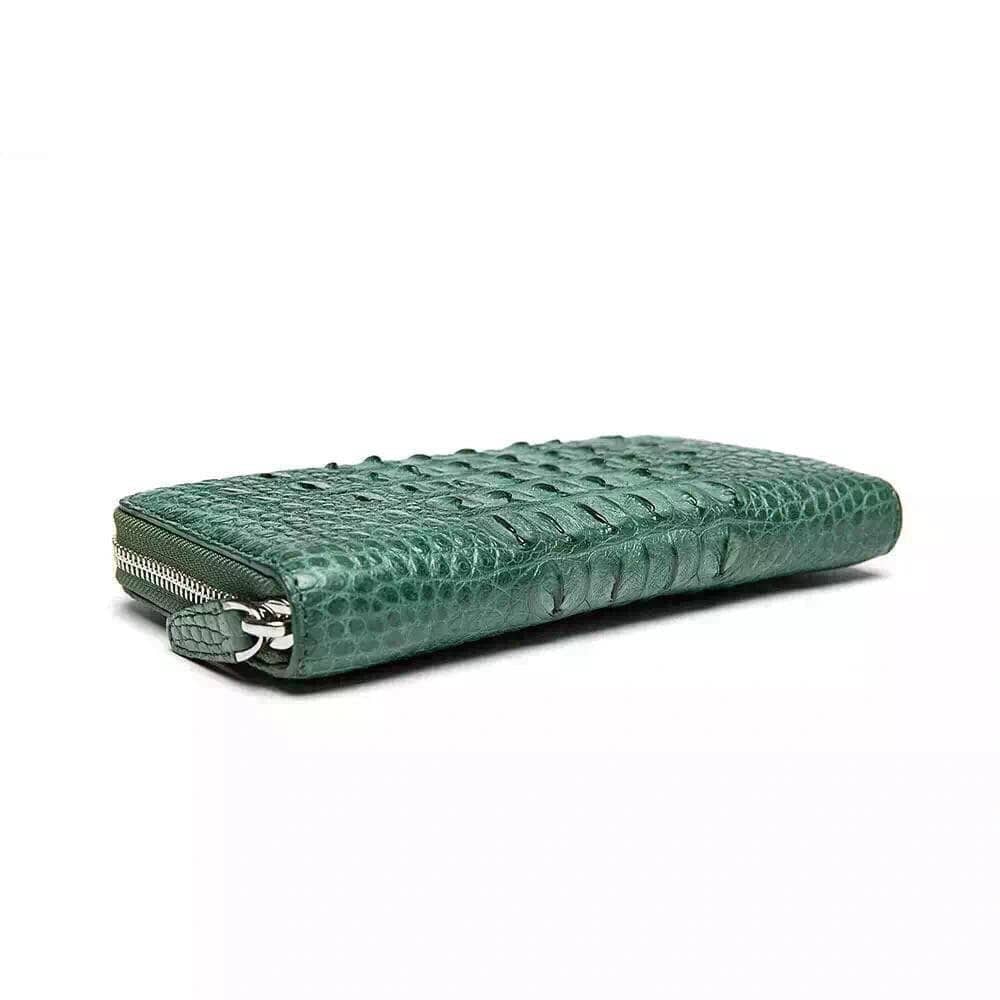 Womens Genuine Crocodile Leather Large Zip Around  Wallet For Women