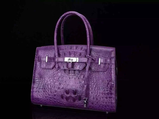 Preorder Womens Genuine Crocodile Leather Padlock Tote Handbags