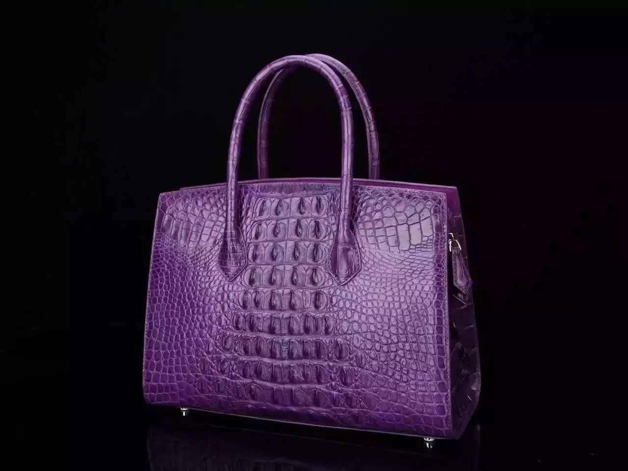 Womens Genuine Crocodile Leather Padlock Tote  Handbags