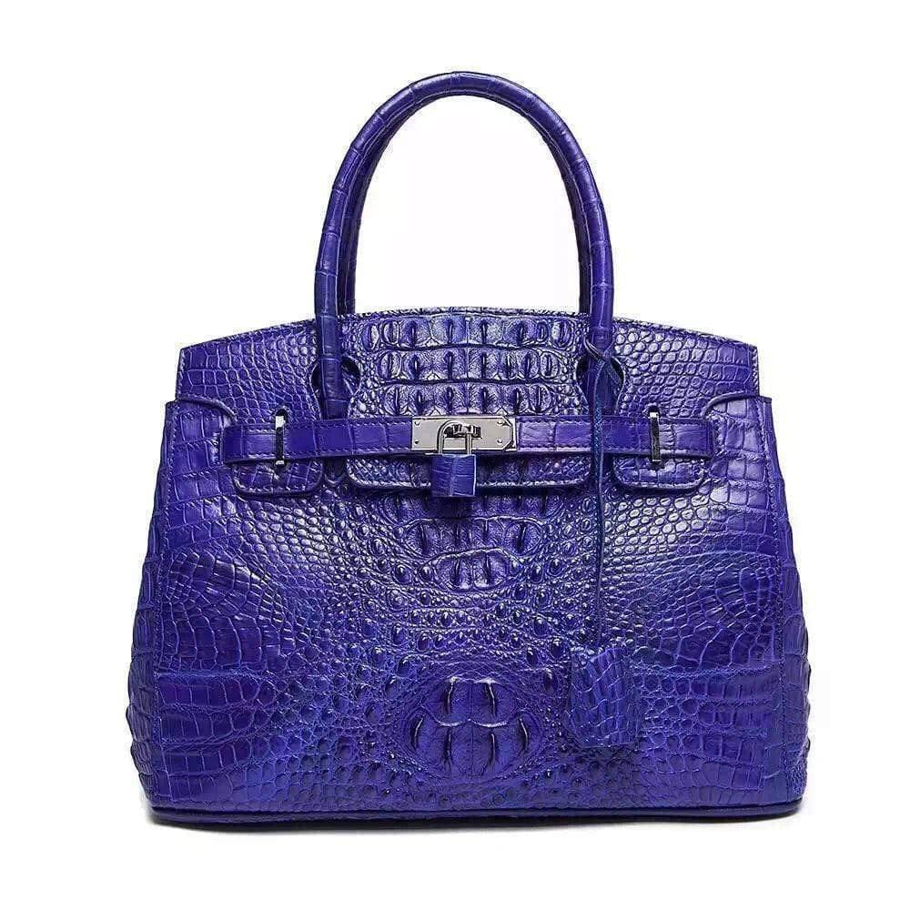 Womens Genuine Crocodile Leather Padlock Tote Handbags