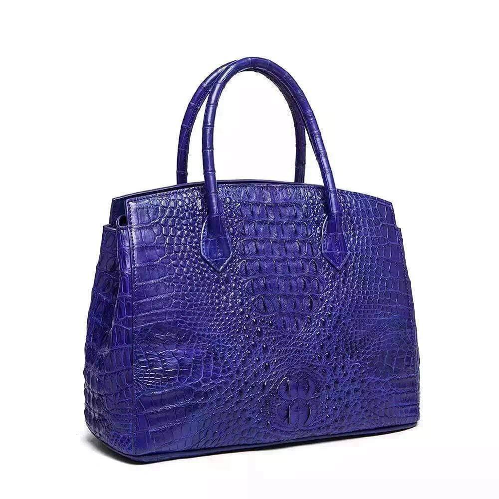 Womens Genuine Crocodile Leather Padlock Tote Handbags