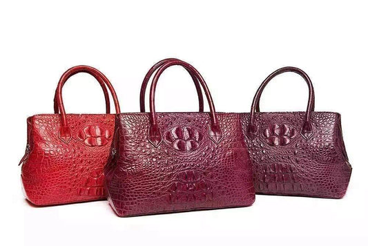 Womens Genuine Crocodile Leather Top Handle Satchel Tote Bag