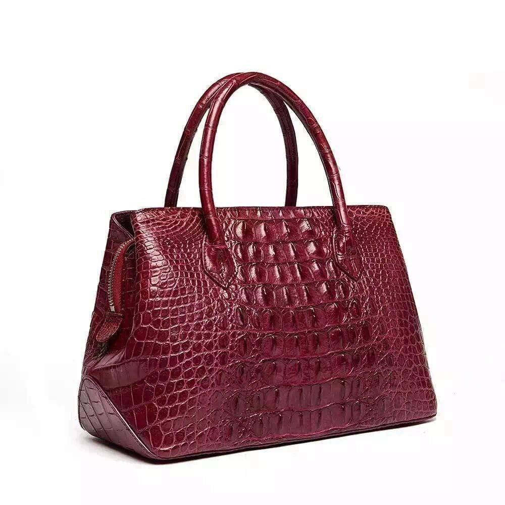 Womens Genuine Crocodile Leather Top Handle Satchel Tote Bag