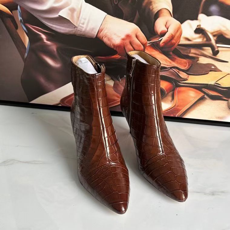 Crocodile Shoes , Genuine Crocodile Leather Womens Shoes Brown