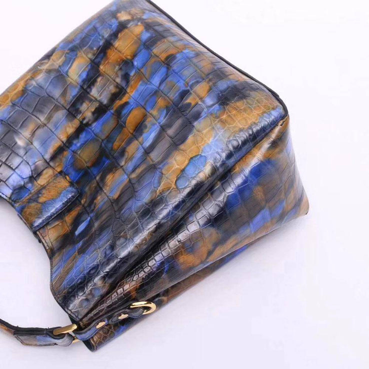 Genuine Crocodile Leather Medium Hobo Bag  & Purse Block Color