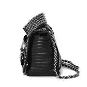 Fashion Punk Bags Black Studded Biker Jacket Shoulder Bag