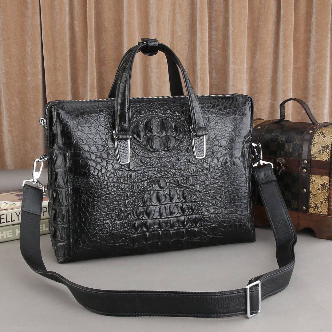 Men's  Crocodile Skin Leather Briefcase Business Large Document Bags