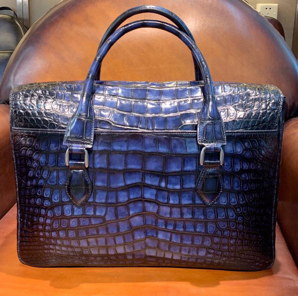 Men's Vintage Crocodile Leather  Briefcase